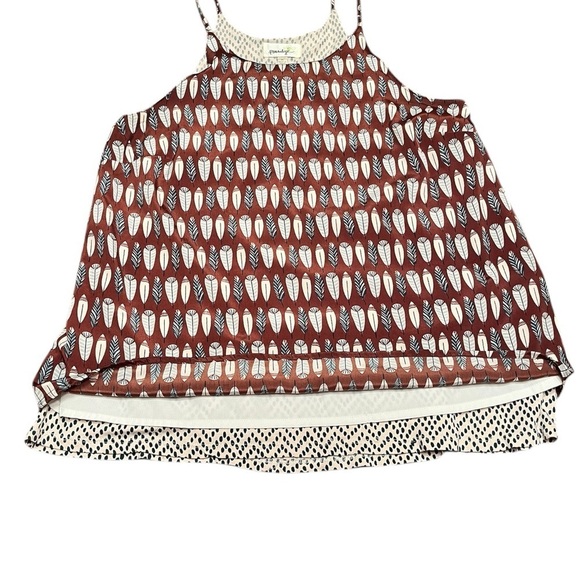 Porridge for Anthropologie Feather Print Layered Split Back Camisole Top Size M - Picture 11 of 14